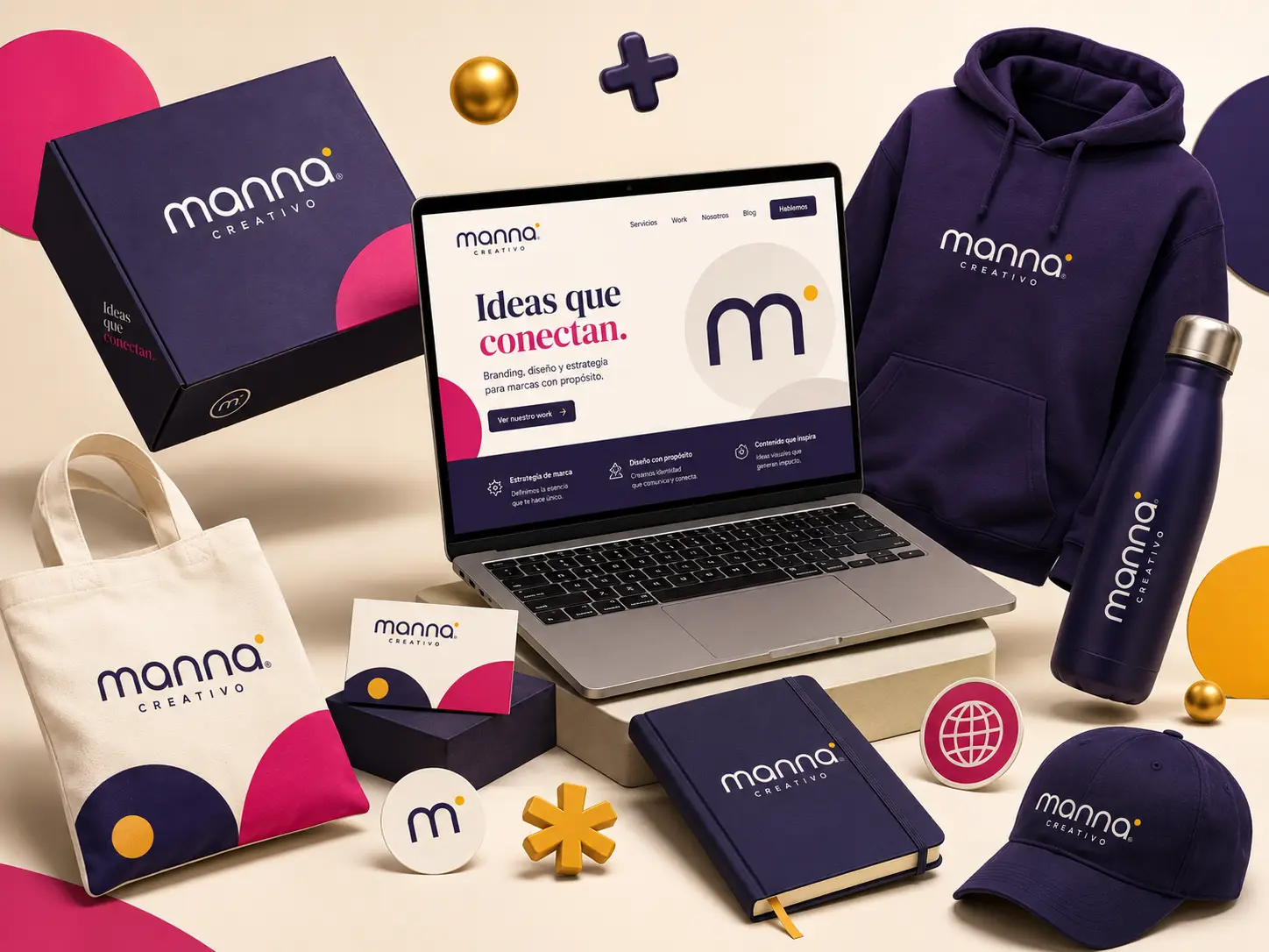 Branding, merchandising, packaging y aplicaciones creativas de Manna